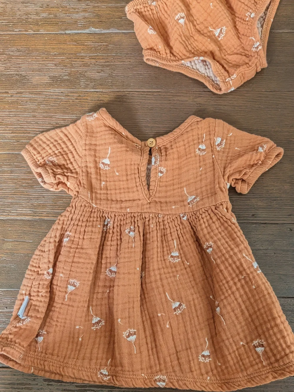 100% Cotton Gerber Rust Orange Smocked Dress & Bloomer Set